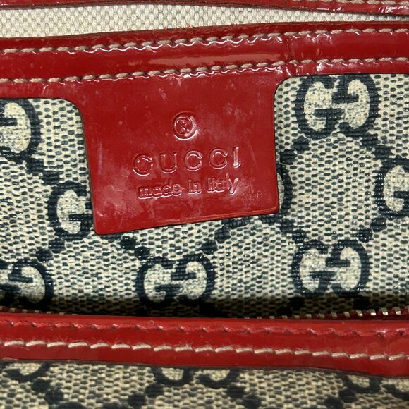 Gucci Boston Joy Tattoo Print Red w/ Blue GG Plus Handbag Bag Purse 189895 - Picture 12 of 16